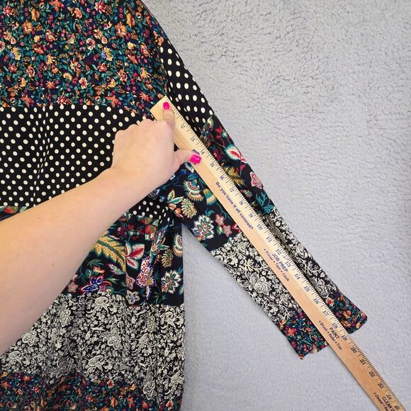 Vintage Cabrais Collection Jacket Womens M Patchwork Floral Artsy Boho 80s Retro - Picture 10 of 15